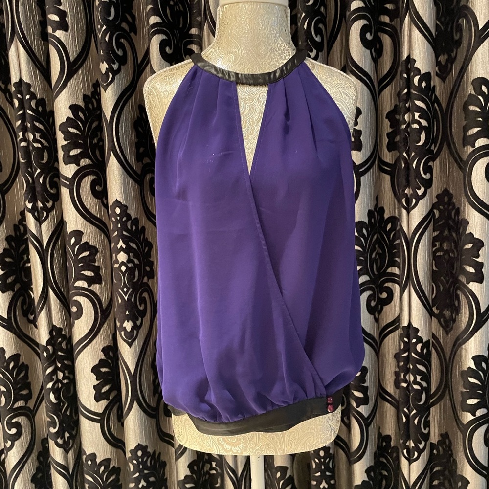 BEBE Purple Sheer Sexy Top Small
